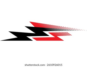 Red and black sports design element for sports car, boat, toy, sportswear.  Vector background. Arrow. Racing pattern. Speed. Vinyl application. Strip