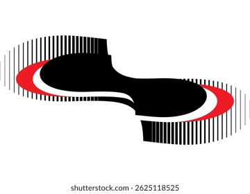 Red and black sports pattern on a white background. Vector background for advertising, announcements, posters. Design element. Logo, emblem, signboard