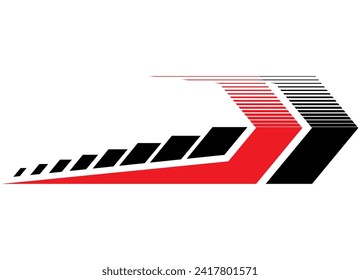 Red and black Sports vector design for sports car, moto, yacht, sportswear, toy. Abstract striped arrow. Vehicle sticker. A racing strip of lines