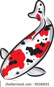 Red and black spotted carp koi (breed Sanke)