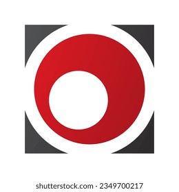 Red and Black Square Letter O Icon on a White Background