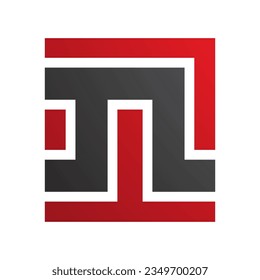 Red and Black Square Shaped Letter N Icon on a White Background