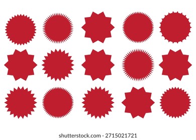 Conjunto de Vector de sello rojo y negro. Starburst, roseta, y las insignias circulares dentadas o etiquetas engomadas colección para el diseño del Precio o de la Garantía