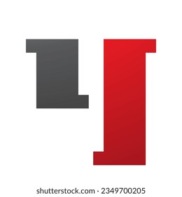 Red and Black Stamp Shaped Letter Y Icon on a White Background