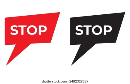 Red and black Stop Hand Icon . Stop sign icon. Simple red and black stop road sign with big hand symbol or icon. Vector illustration. EPS 10