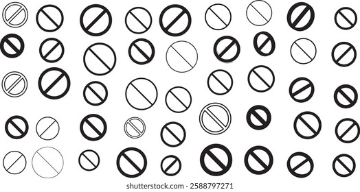 Red and black Stop sign vector icon set. Warning illustration sign collection.