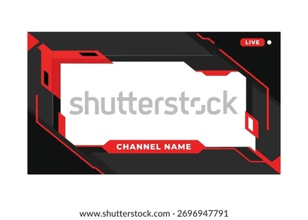 A red and black streaming overlay with a channel name banner