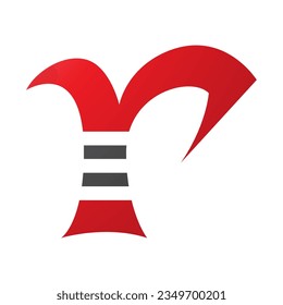 Red and Black Striped Letter R Icon on a White Background