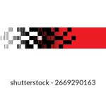Red and black striped pattern of parallel lines and pixels on a white background. Racing Vector design element. Modern sports vector background. Place for text. Stripe. Information flow