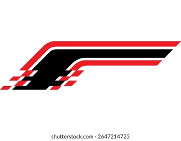 Red and black striped vector pattern for car body, boat, motorcycle, sportswear, toy, Sports design element. Racing stripe. dynamic pixels. Speed. Clusters