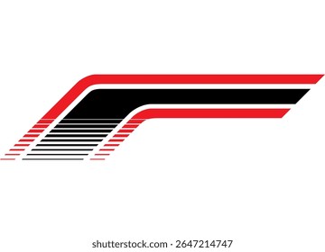 Red and black striped vector pattern for car body, boat, motorcycle, sportswear, toy, sports design element. Racing stripe. thin lines