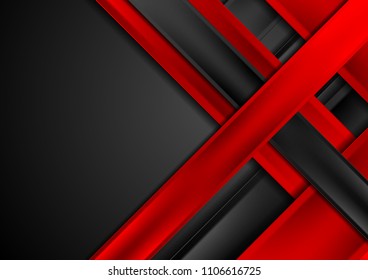 Red and black stripes abstract technology background. Vector corporate geometric design