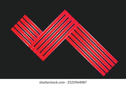 Rayas rojas y negras sobre fondo negro. Ilustración vectorial para el diseño