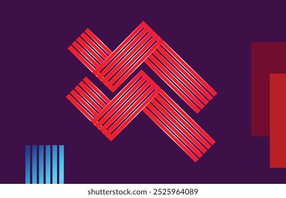 Red and black stripes on a black background. Vector illustration for design