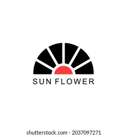 red black sunflower logo design