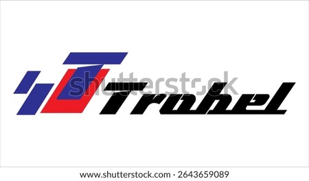 Red and black T TROBEL text logo vector, product name design accessories.