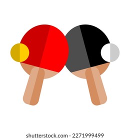 Red and black table tennis racket or ping pong icon flat vector design