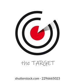 Red and black target with white arrow. Vector template, logo design 