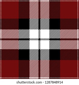 Red and black tartan plaid. Traditional Scottish cage textile pattern.