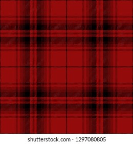 Red and black tartan plaid. Traditional Scottish cage textile pattern.