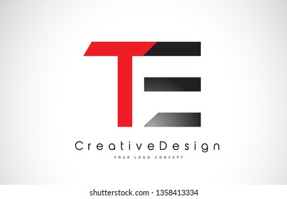 Red and Black TE T E Letter Logo Design in Black Colors. Creative Modern Letters Vector Icon Logo Illustration.