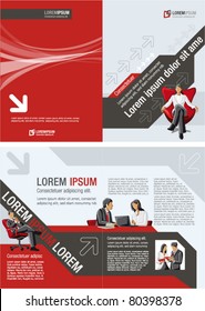 Red And Black Template For Advertising Brochure With Business People