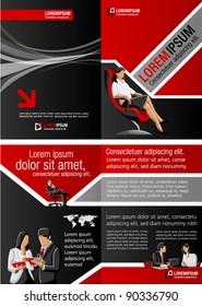 Red And Black Template For Advertising Brochure With Business People