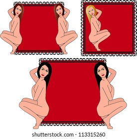 Red and black text box with nude girls around it