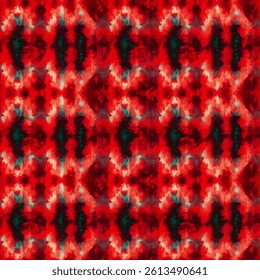 Red and black tie-dye pattern,  grunge lines ikat pattern,  tie-dye seamless pattern, Vector illustration background for print the paper.