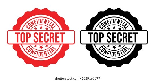 Red and black Top Secret stamps with a confidential seal. This image features top secret, confidential, security, stamp, seal.