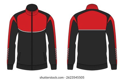 Red and black tracksuit mockup front and back view