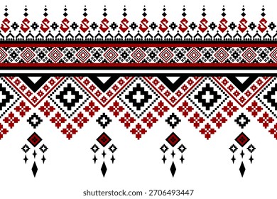 Rot und schwarz traditionelles ethnisches Muster Paisley Blume Ikat Hintergrund abstrakt Aztec afrikanischen Indonesian Indian nahtloses Muster für Stoff Print Kleid Teppich Vorhänge und Sarong