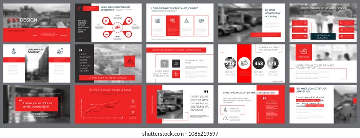 Red and black training or management concept infographics set. Business design elements for presentation slide templates. Can be used for annual report, advertising, flyer layout and banner design.