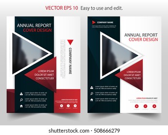 Red black Triangle annual report Brochure design template vector. Business Flyers infographic magazine poster.Abstract layout template ,Book Cover presentation portfolio.