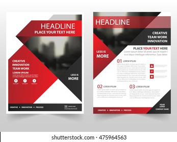 Red Black Triangle Business Brochure Leaflet Flyer Annual Report Template Design, Book Cover Layout Design, Abstract Business Presentation Template, A4 Size Design