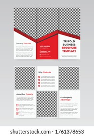 Red black triangle business  Leaflet Brochure. Red circle business Leaflet Brochure Flyer report template vector minimal flat design set, abstract three fold presentation layout. Real Estate.
