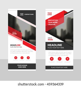 Red black triangle Business Roll Up Banner flat design template ,Abstract Geometric banner template Vector illustration set