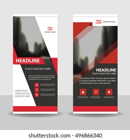 Red black Triangle Business Roll Up Banner flat design template ,Abstract Geometric banner template Vector illustration set,