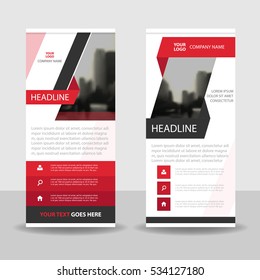 Red black triangle Business Roll Up Banner flat design template ,Abstract Geometric vertical  banner Vector illustration set, presentation brochure flyer 
