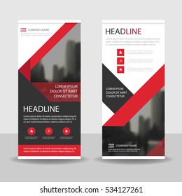 Red black triangle Business Roll Up Banner flat design template ,Abstract Geometric vertical  banner Vector illustration set, presentation brochure flyer 