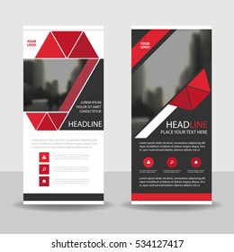 Red black triangle Business Roll Up Banner flat design template ,Abstract Geometric vertical  banner Vector illustration set, presentation brochure flyer 