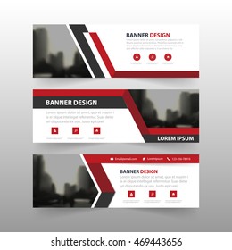 Red black triangle corporate business banner template, horizontal advertising business banner layout template flat design set