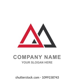 Red and Black Triangle Geometric Building Architecture Logo Vector