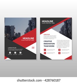 Red black triangle Leaflet Brochure Flyer annual report template design, book cover layout design, abstract business presentation template, a4 size design