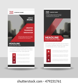 Red black triangle roll up business brochure flyer banner design , cover presentation abstract geometric background, modern publication x-banner and flag-banner, layout in rectangle size.