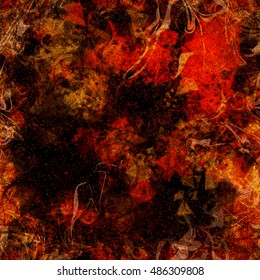 Red and black. Triangles and wavy lines. Abstract seamless vector background for fabric, home design, book covers, printing. Grunge pattern