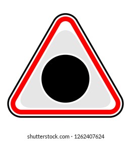 Red and black triangular sticker with black hole sign. Triangle hazard, warning, danger symbol. This design graphic element is saved as a vector illustration in the EPS file format.