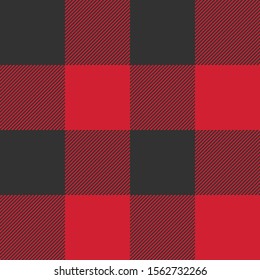 Red & Black Twill Weave Buffalo Plaid Seamless Vector Illustration