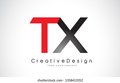 Red and Black TX T X Letter Logo Design in Black Colors. Creative Modern Letters Vector Icon Logo Illustration.