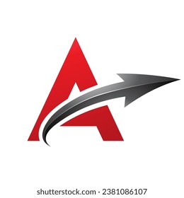 Red and Black Uppercase Letter A Icon with a Glossy Arrow on a White Background